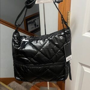 Elegant Black Quilted Shoulder Bag, unbranded NWT